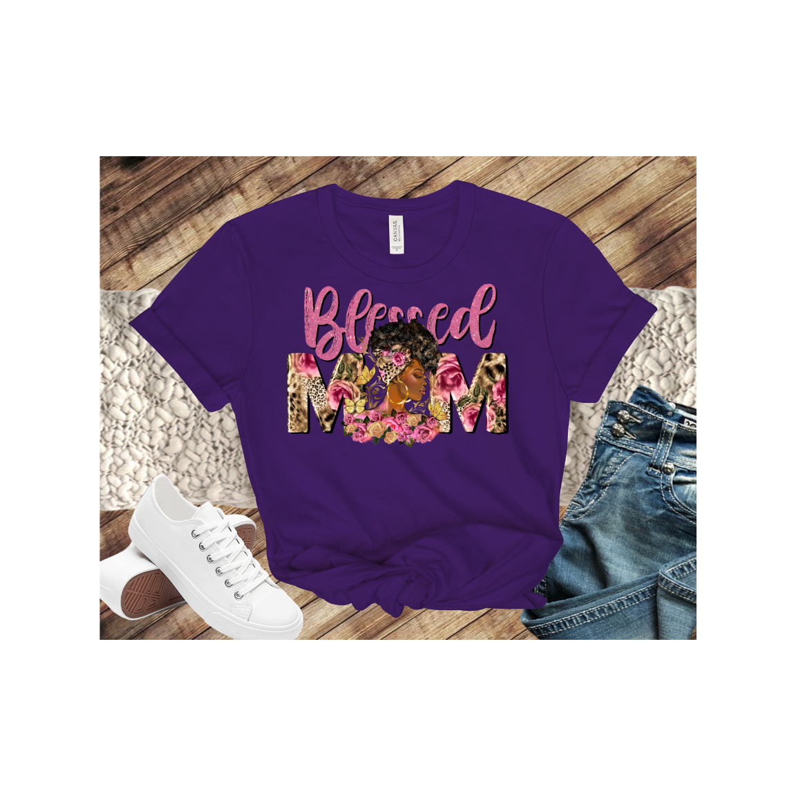 Blessed Mom African American Mother's Day Pink and Floral