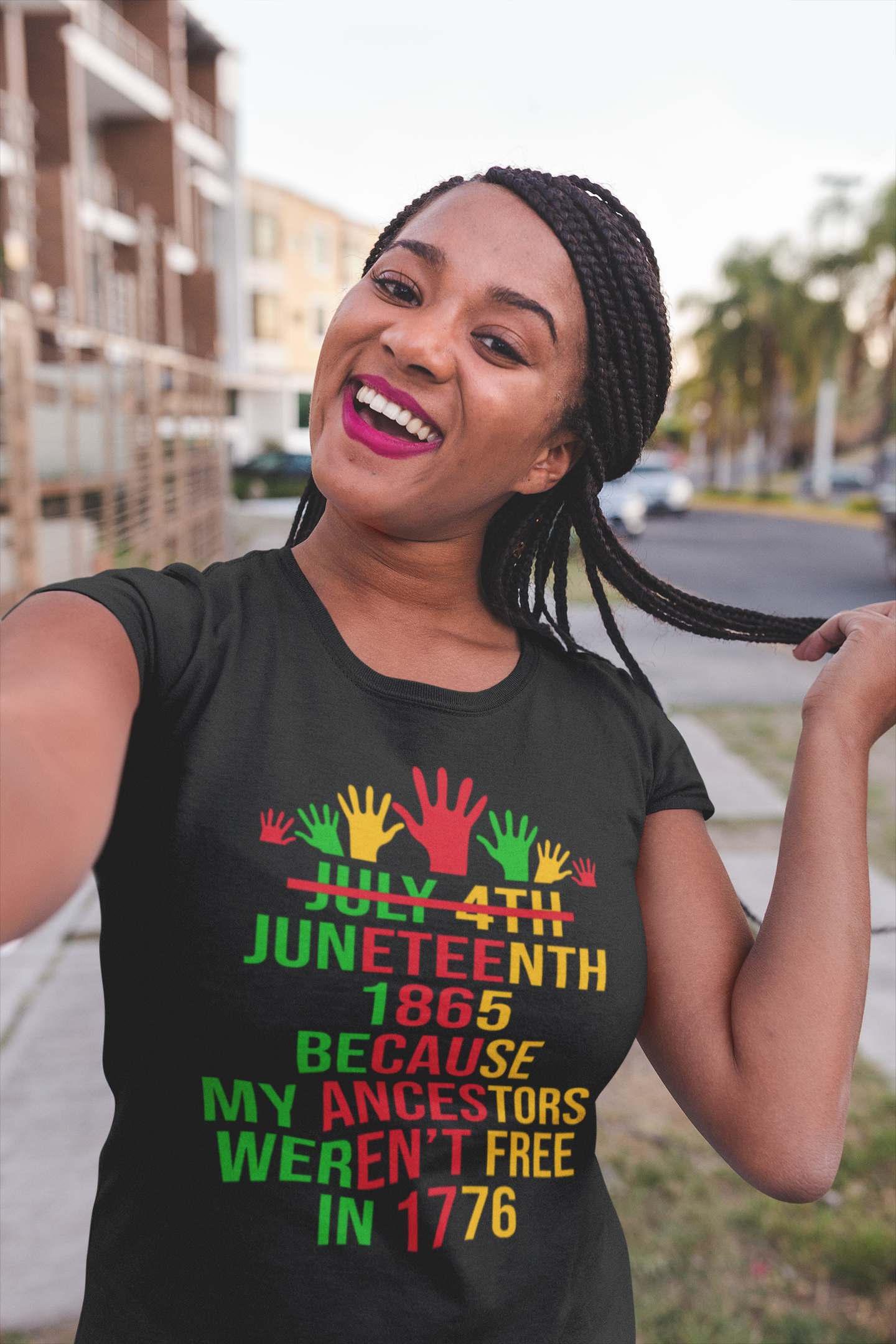 Juneteenth Colorful Hands 1865 Because My Ancestors Weren't Free in 1776