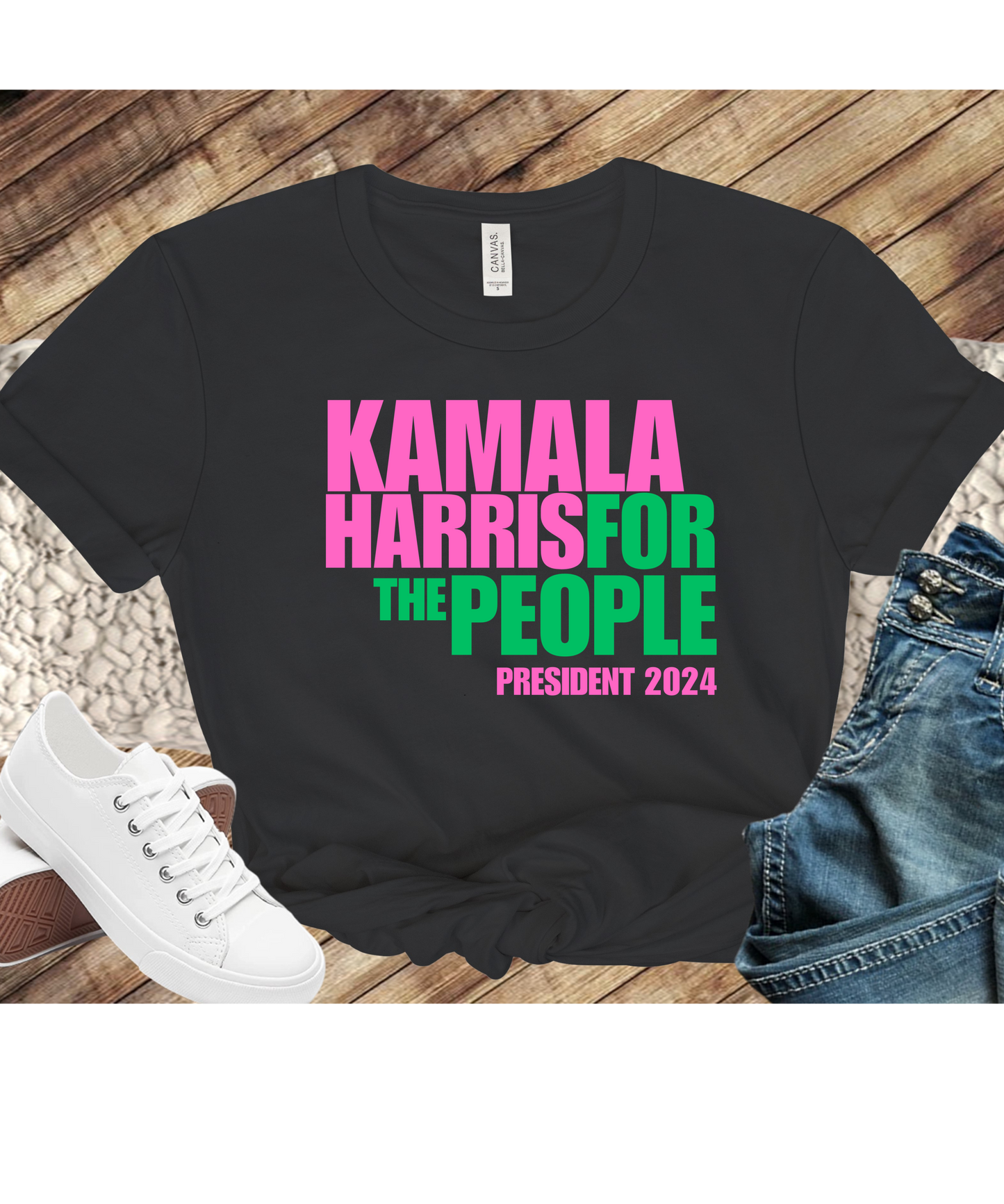 Kamala Harris for the People Pink and Green Election 2024 Design